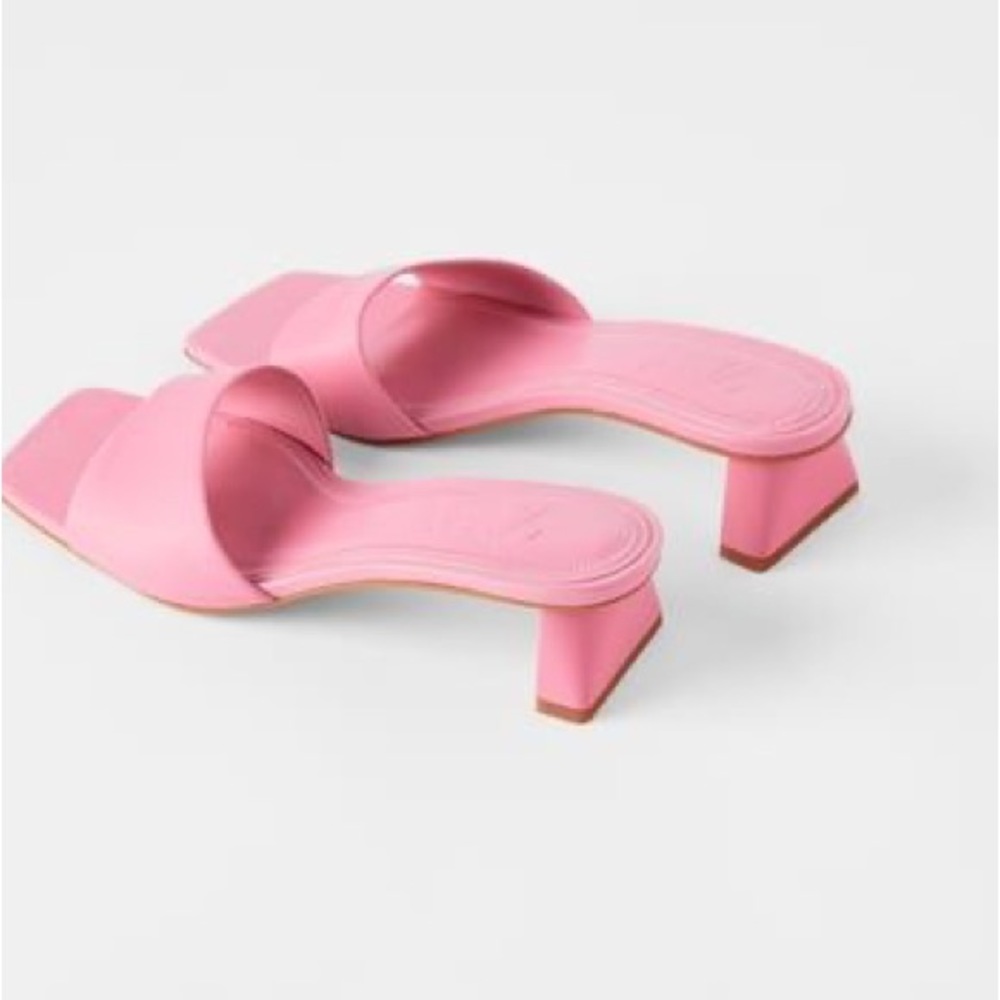 ZARA mid heel leather mules - Picture 2 of 12